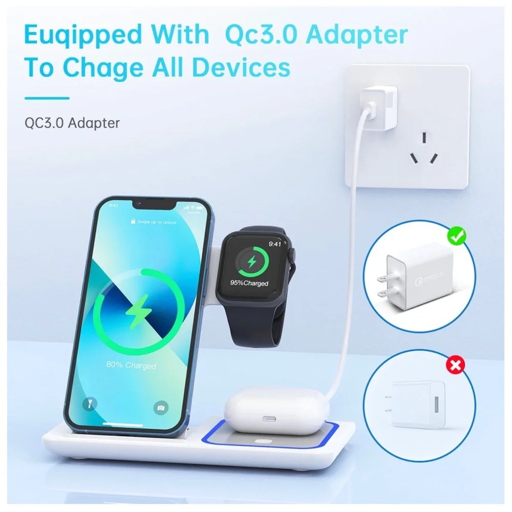 Wireless Charging Station😊18W 3 in 1 Charger
